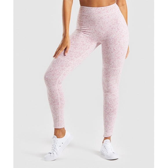 Gymshark Pants - Gymshark Fleur Texture Leggings - Dusky Pink Marl